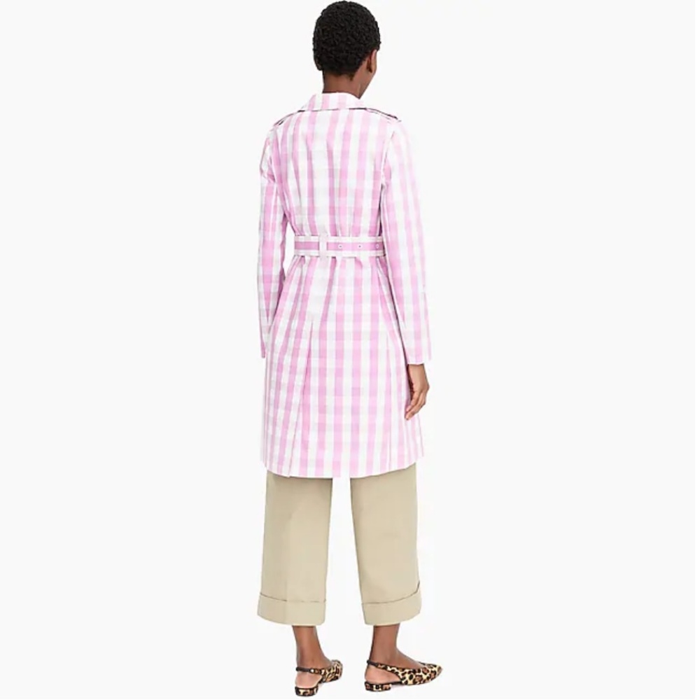 J.Crew 2011 Icon trench in oversized gingham-L1064 - Picture 6 of 7